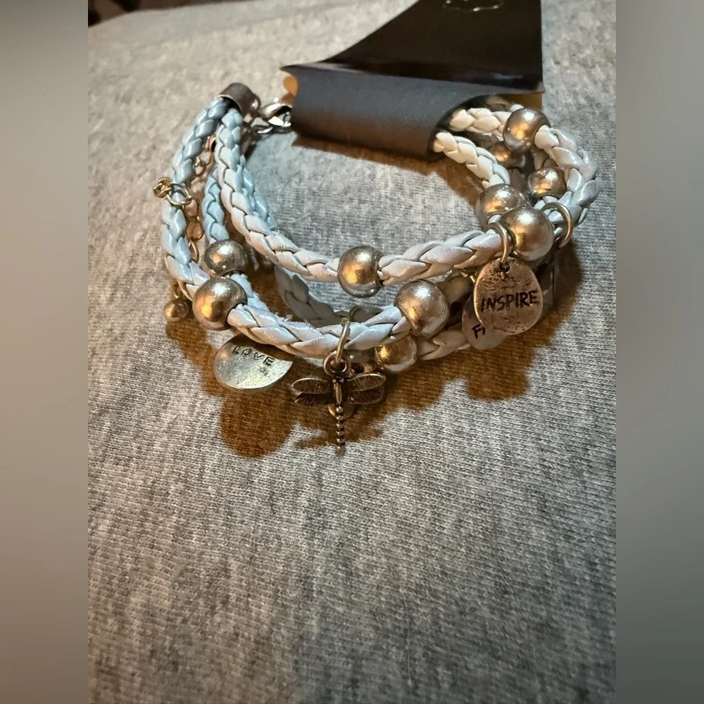 Braided Silver Charm Bracelet